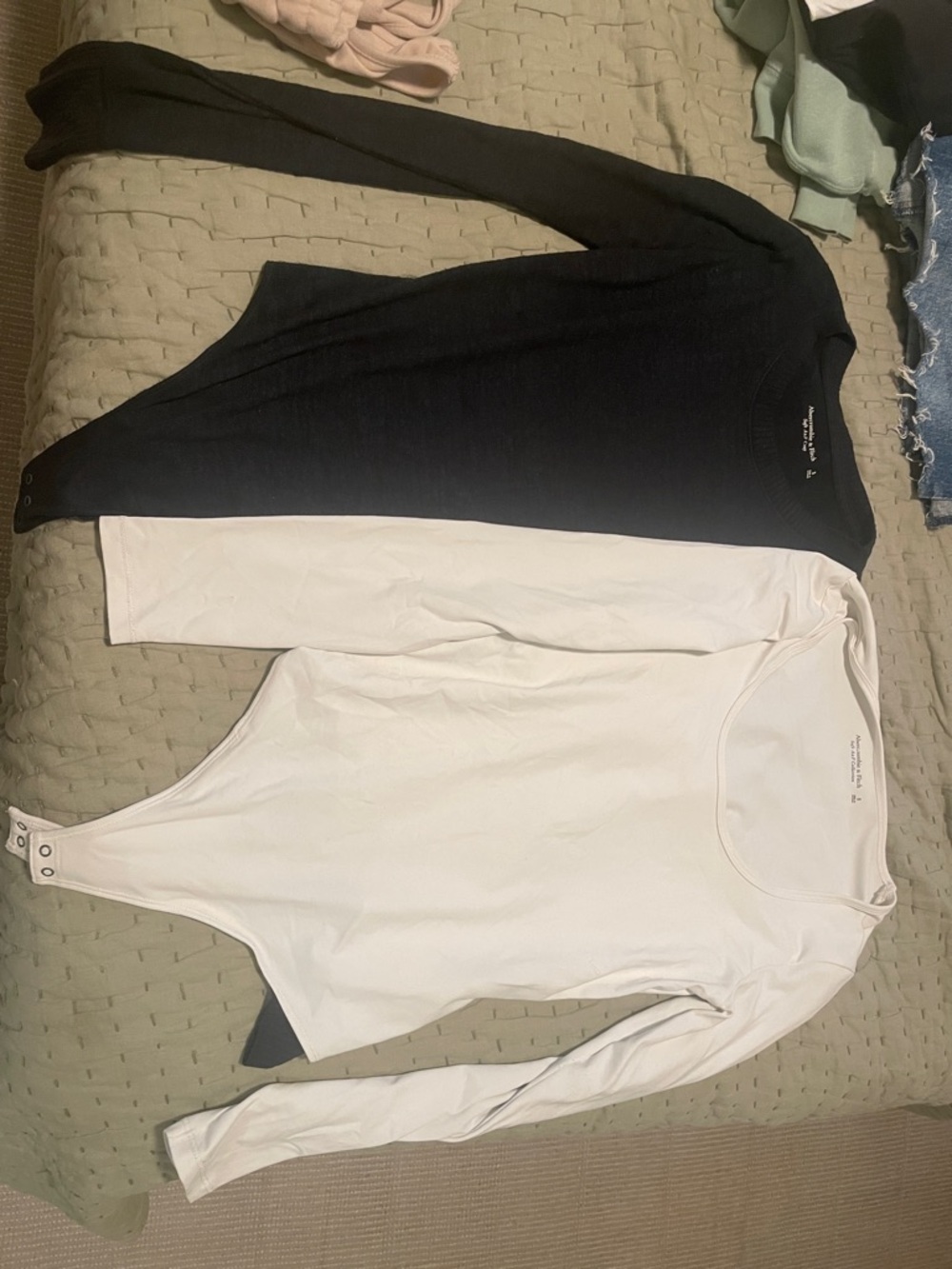 Abercrombie & Fitch Long Sleeve Bodysuits - Black & White